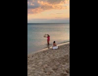 Collab IITW - Woman bikini dances with shoal at beach