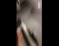 Guy green shirt using ab roller hits face on tile floor