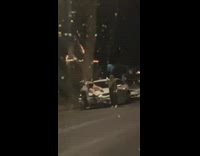 Woman slap butt over white car night
