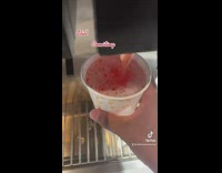 Guy black shirt gets cup for water gets soda 