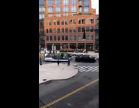 Black truck pulls live band playing pt. 2
