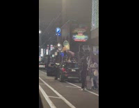 Women dance twerk on car street night