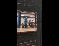 Collab WINY - Christmas tree man sits on the subway