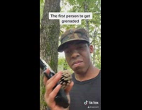 Guy thinks pinecone grenade is rock explodes