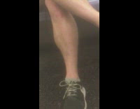 Mans calf pulses on subway train #BluePointWhatTheL