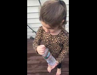 Collab Clips mpugc - Leopard or cheetah print little girl water bottle