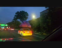 Car transport giant igloo rock on roof