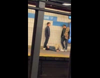 Collab Subway Creatures - Drunk guy lay on subway station platform