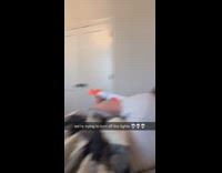 Collab BitchIG2 - Guy trying to turn off lights with nerf gun bullet 