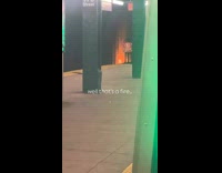 Submitter shows fire on the subway tracks