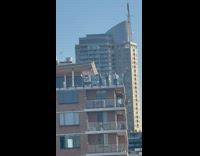 Group of people tiktok dance on the rooftop balcony