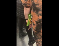 Guy holds chip like a briefcase in train NY 