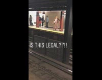 Woman smokes a cigarette inside subway train station #BluePointWhatTheL