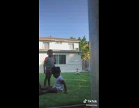 Guy zoom challenges little girl lifts her off ground