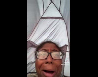 Army woman in tent freaking out from loud noise outside 