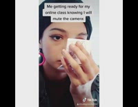 Girl gets ready for online class makeup 