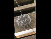 Liquid soap with crystals poured on the concrete next to the drainage Part 2