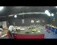 Time lapse guy pack up large lego creation