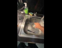 Man tries washing dishes and faucet breaks