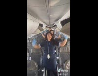Airplane cabin crew does toxic dance