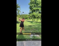 Woman swings golf club head comes off