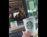 White french bulldog dog starbucks puppuccino car 