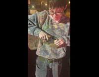 Girl pulls out gigantic lighter from pocket