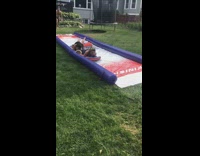 Two girls slip n slide orange float 
