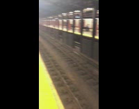 Trashcan thrown in the middle of the subway train tracks #BluePointWhatTheL