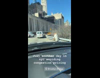 Woman fur coat walks on the skyway