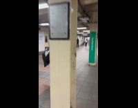 Collab Subway Creatures - Guy carry chucky doll on backpack subway