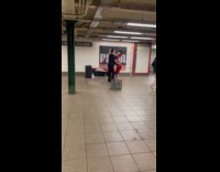 Collab WINY - Man dance with skeleton red dress subway