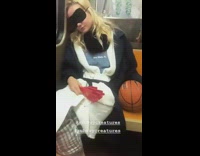 Girl asleep subway hand clapper basketball costume key west