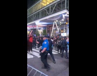 Rabid fans pushed down barricades on street