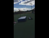 White Shirt Does High Jump Goes Too Far and Misses Mat