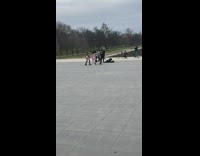 Group dance Lincoln memorial purple dress bike