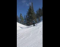 Collab scorpionmasters - Skier rides up rocks, jumps off ledge and falls off skis into snow