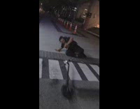 Guy ride scooter then falls down street