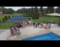 Drone tested on the backyard and hits the roof