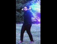 Guy blue lightsaber lightning hand video effects 