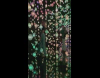 Girl pose in room with hanging light decorations