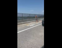 Clown guy ride and make bike jump