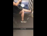 two people wearing shorts on train