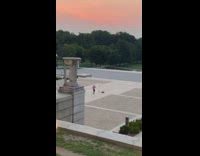 Woman pink top tiktok dance Washington Monument