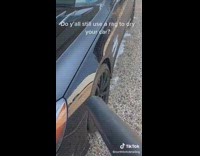 Collab ClipsIG - Guy uses leaf blower to dry car 