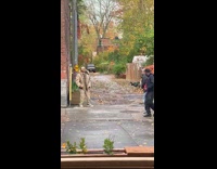 Collab IITW - Man beige outfit rap video shoot alley