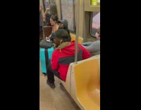 Pet lizard on a guys shoulder wearing a red sweater 
