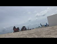 Woman red bikini twerks in front of friends beach Part 2 