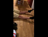 Guy bends knees other way on floor 