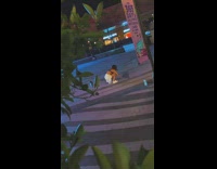 White shorts girl WAP dance alone courtyard 